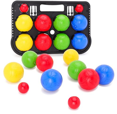 Toyland® Buntes Boule-Spiel aus Kunststoff – 2 x Zielkugeln, 8 x Bowlingkugeln und 1 x Tragetasche – Traditionelles Outdoor-Sportspielzeug