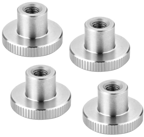 SOTECH - Set di 4 dadi zigrinati M6 in acciaio inox V2A (SS304), forma alta, DIN 466, dado metrico, con superfici laterali zigrinate