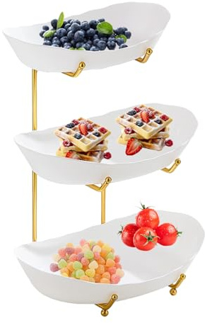 Genérico de frutas con niveles de encimera: tazones de múltiples capas, de exhibición acrílico de 3 niveles, bandeja decorativa de postres, de postres elegantes | Canasta organizadora e