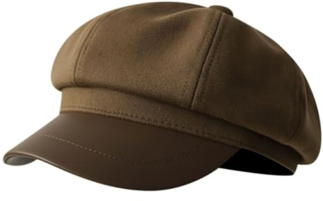 MAGIMODAC Dam skärmmössa ballongmössa, elegant basker klassisk basker vintermössa, mössa med skärm, BRUN, one size
