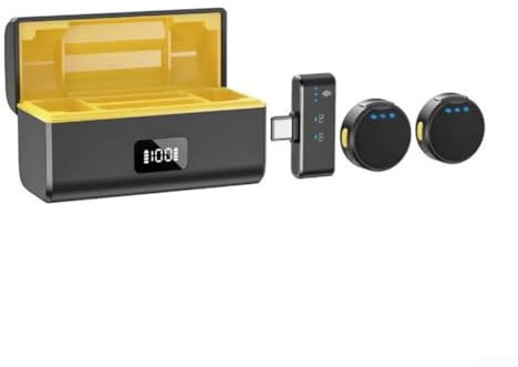 Trådlöst mikrofonset för DJI actionkameror inklusive Action5Pro Pocket3 Osmo360 klar röstinspelning kompakt design 7,4 x 3,3 x 4,1 cm robust av ABS svart för utomhus vlogging intervjuer