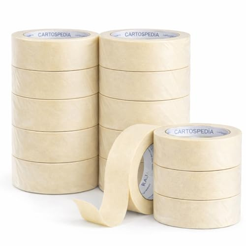 6 Scotch di Carta (50 mm x 50 mt) GARANTITI e RESISTENTE - Adesivo in Gomma Naturale Senza Residui - Nastro Carta Ideale per Pittura, Ristrutturazione, Carrozzeria e Non Solo
