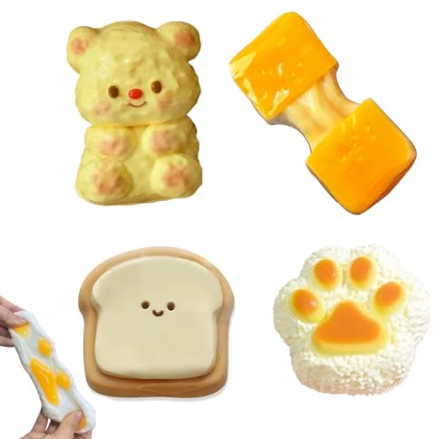 Goorder 4Pcs Squishy Toy, Juguete Antiestrés Taba Squishes Fidget Toy, Regalos Cumpleaños Squeeze para Adultos, Regalos Alumnos Primaria Mochi Juguetes Squeeze Kawaii