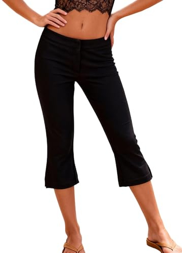 LYSINK Women Y2K Polka Dot Capri Pants Low Rise Stretchy Cropped Leggings | Capri Trousers Women, 3/4 Length Capri Leggings, Slim Fit Going Out Bell Bottoms