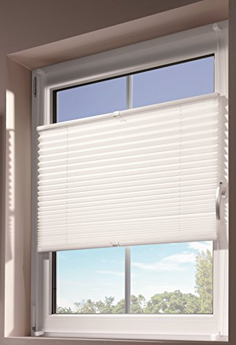 mydeco® 50x130 cm [BxH] in weiß - Plissee Jalousie ohne bohren, Rollo für innen incl. Klemmträger (Klemmfix) - Sonnenschutz, Sichtschutz für Fenster