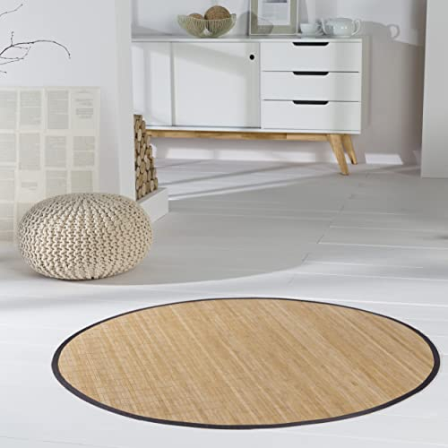 DE-COmmerce Bambusteppich HIGHQ Bambusmatte Läufer mit Bordüre rutschfest Ø 120 cm