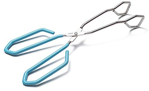 11 Inch Hiash Blue Stainless Steel Scissor Tongs, Kitchen Tongs for Cooking