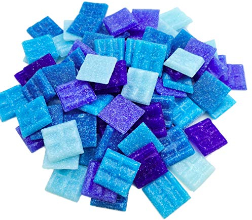 Armena Mosaikstein Blau gemischt 2x2cm ein Flasche 250g (circa 87 Stück)