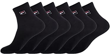 FILA Calzini Uomo Cotone Set di 6 Calze Sportive Uomo Tennis, Comodo, Nero, Taglie 39/42