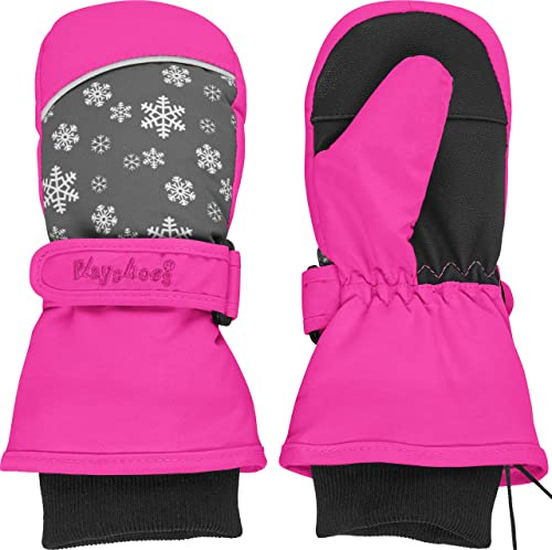 Playshoes Guanto, Guanti invernali Unisex - Bambini e ragazzi, Fiocchi Di Neve Rosa, 3 (ca. 4-6 anni)