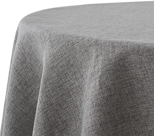 Decomira Tischdecke wasserabweisend Leinen-Optik - Fleckschutz, abwaschbar - Garten-Tischdecke Outdoor, Tischtuch Esstisch - Dunkelgrau - 160 cm Rund
