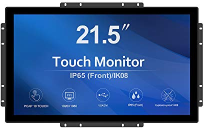 GreenTouch de 21,5 Pulgadas Monitor táctil con Marco Abierto, 10 Puntos de Contacto, Frontal IK08/IP65, Montaje en Pared o Escritorio, multipunto táctil, 1920 x 1080