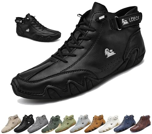 Botas Altas de Ante Italianas Hechas a Mano for Hombres, Zapatos Beck Botas de Moda Informales Impermeables Antideslizantes Zapatos descalzos cómodos y livianos for Exteriores for Caminar y Conducir (