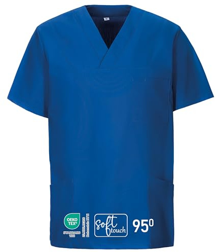 EXNER Medizinischer Schlupf-Kasack, OP-Kasack, Unisex, für Krankenpflege, Altenpflege, Farbe royal Blue, Größe 7XL