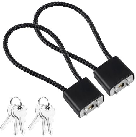 2 Stück Kabelschloss mit Schlüssel, Hochsicherheitsschloss, Robustes Vorhängeschloss für Koffer, Tor, Fahrrad, Schließfach, Werkzeugkasten, Schwarz