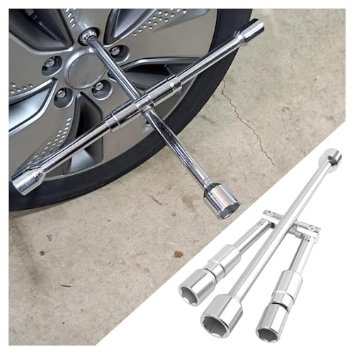 Stacool 14-Inch Foldable 4 Way Lug Wrench(17,19,21,23mm),Cross Lug Nut Removal Tool/Tire Changing Kit for Car Wheel Lug Nuts,Universal Labor-Saving Tire Iron Lug Wrench 4 Way for Cars SUVs