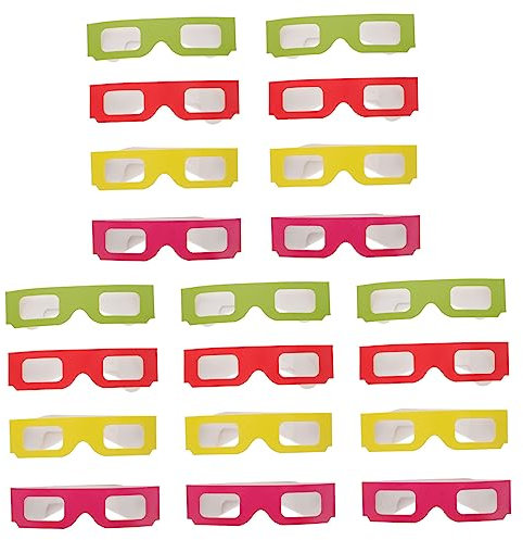 HOMSFOU 20pièces Lunettes Carton pour Films Et Jeux Cadres Colorés Rouge Jaune Vert Rose Légères Et Portables pour Visionnage Anaglyphique