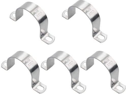 5 Pièces 50mm Collier de Serrage en U,Collier de Serrage en Acier Inoxydable,Tuyau En U épaissir,Pour Fixation de Tuyau,câbles,Silver(50mm)