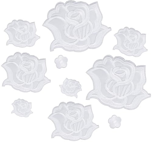 Qianyu 10 parches bordados para planchar, 14 x 12 cm, diseño de flores, para pantalones, vaqueros, camisas, ropa, manualidades, camisetas