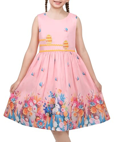 Sunny Fashion Robe Fille œuf de Pâques Chaud Air Ballon sans Manches Décontractée Vacances Partie 9-10 Ans