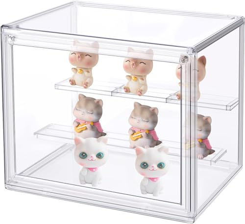 Vetrina - Espositiva Vetrinetta Espositiva con Porta Display Box per Collezionismo Vetrina Acrilico Trasparente ad Altezza Regolabile per Action Figures Modellini e Oggetti da Collezione (27×22×18cm)