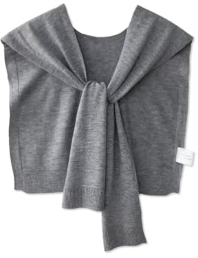 LumiSyne Petit Écharpe Tricotée Femme Couleur Unie Simple Manches Longue Noué Faux Pull Écharpe Châle Col Noué Épaules Cape Chemisier Châle Décoratif Pour Printemps Automne