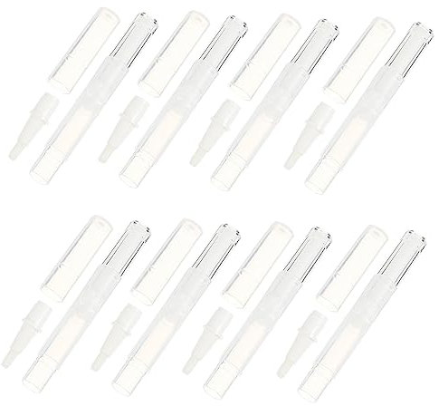 WRITWAA 10pezzi Tubetti Vuoti Trasparenti Penna Per Olio Per Unghie Vuota Contenitore Per Lucidalabbra Applicatore Con Punta Pennello Tubo Per Liquido Cosmetico Bianco