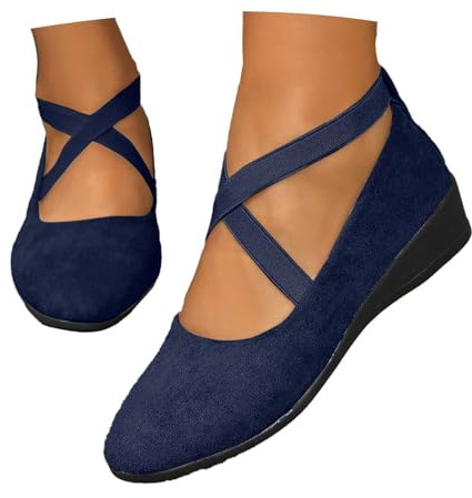 Ballerine Femme Confortable Pied Large Ballet Petit Talon Chaussures Ballerines Loafers Élégante À Enfiler En Maille Avec Semelle Souple À Bout Respirantes Sport Loafers Pour Les Mariages Et Les Fêtes