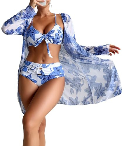 Maillot De Bain Bandeau Grande Taille Femme Gainant Ventre Shorty e Triangle 3 Pièces Sexy Bikini Ronde Transbronzant Bustier Forte Poitrine Maillots Deux String #