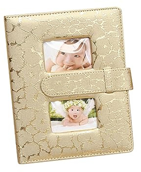 Cabilock 1 Pieza Álbum de Fotos de Cuero Dorado con Inserciones Álbum Ocasiones Especiales Capacidad Almacenar Mejores Momentos