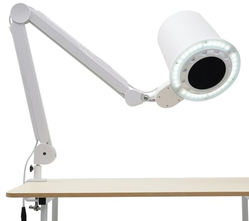 PUDLOR Dammutsugning för naglar, nageldammuppsamlingsmaskin med LED-lampa tredelad ledarm 26,25 Ft/S sugkraft 10 steg justerbar hastighet 3 ljusfärger för nagelstudior, salonger