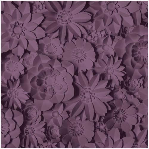 Full Roll - Floral Purple Dimensions Wallpaper - Washable Peelable - 10.05m x 53cm Roll - Feature Statement Wall - Bedroom Living Room - Contemporary Modern Versatile