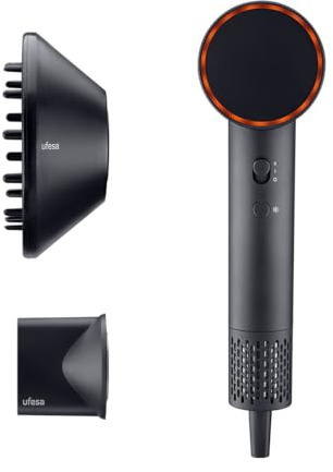 Ufesa Secador Ion Plasma Essence, Sensor Temperatura, Motor 110,000 rpm, Generador de Iones, Elimina el Encrespamiento, Accesorios Magnéticos, 2 Velocidades 2 Temperaturas, Aire Frío, Ultrasilencioso