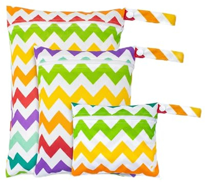 YDAKGUEY Waterproof Reusable Wet Dry Bags, 3 Pcs Wet Bags for Swimming, Washable Cloth Diaper Bags for Baby Items Swimming Beach Gym Pool Travel(3 Size)
