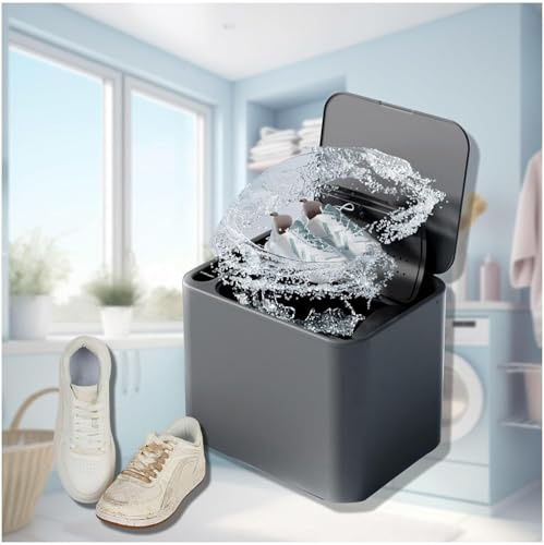 Minilavadora automática de zapatos, totalmente automática, con panel táctil, 3 modos de limpieza, 20 dB de bajo ruido, 24 cepillos extraíbles, ideal for dormitorio, hogar, lavandería y calcetines.