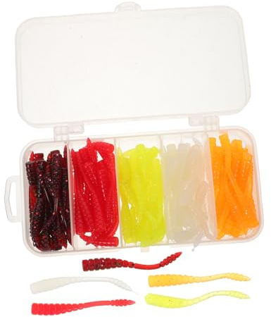 CORHAD 100 Leurres Souples de Ver de Pêche Réalistes, Silicone Souple, Assortiment 5 Couleurs, Appâts Artificiels Polyvalents pour Eau Douce et Eau Salée, Pêche Sportive