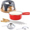 Rosenstein & Söhne Rechaud: Käsefondue-Set aus emailliertem Gusseisen, Ø16 cm (Fondue Rechaud Gusseisen, Gusstopf Käsefondue, Weihnachten)