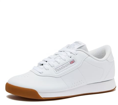 Reebok Princess Sneakers for Women, Comfortable Walking or Tennis Womens Shoes, White/Gum, 7