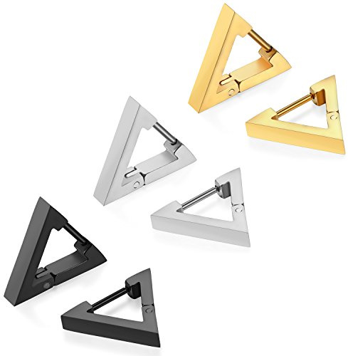 JewelryWe Orecchini a Triangolo classici da Donna Uomo in Acciaio Inossidabile Stallone Colore Scelta