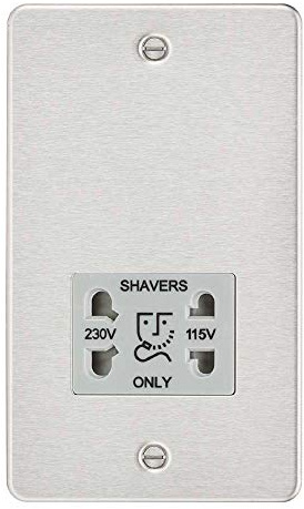 Knightsbridge FP8900BCG - Presa per rasoio a doppia tensione, in cromo spazzolato con inserto grigio, 115/230 V