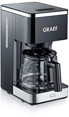 GRAEF. Filterkaffeemaschine FK402 Schwarz, 1,25L, Warmhaltefunktion, Timer, Vorbrühfunktion, Brühkopf für optimale Aromaentfaltung, einfache Bedienung