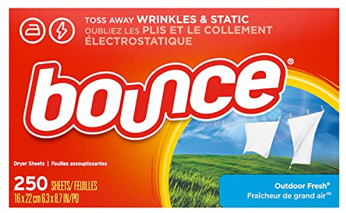 Bounce Laundry Dryer Sheets: Outdoor Fresh Scent (250 Sheets Count) Eliminate Wrinkles and Static