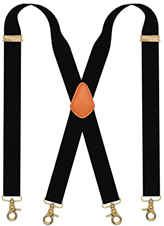 SupSuspen Mens Suspenders with Snap Hooks X Shape Black Suspenders Formal Braces
