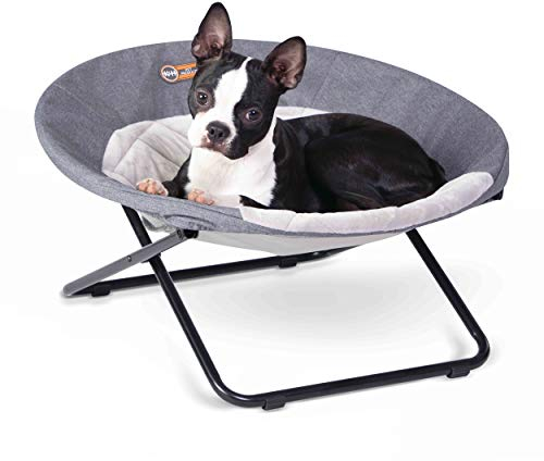 K&H PET PRODUCTS Cozy Cot erhöhtes Haustierbett, Stuhl für Hunde und Katzen, maschinenwaschbar, Grau, Größe M, 61 cm