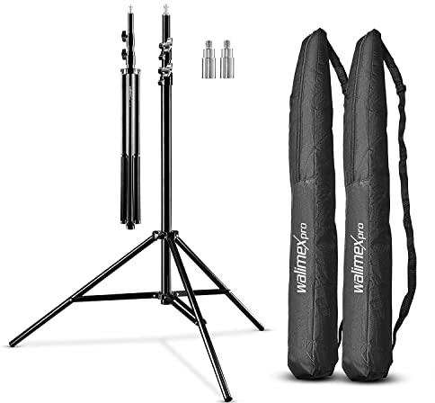 Walimex pro 2X Trípode de lámpara con amortiguación de muelle altura máx 256cm de luz estable cargable hasta 6kg I de iluminación para luz anular, reflector, flash y vídeo adaptador de 3/8 y 3 bolsas