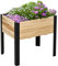Outsunny Hochbeet Pflanzkasten Blumenkasten Blumentopf Kräuterbeet mit Vliesstoff Massivholz Stahl Natur+Schwarz 80 x 60 x 74 cm