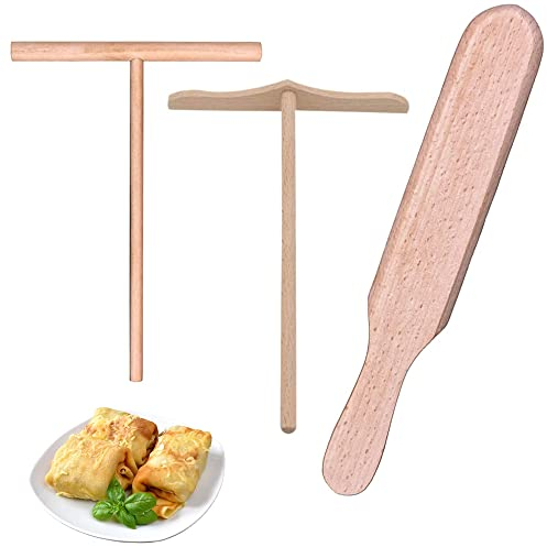 SEABABOO 3pcs Spatules à CrêPe Portables CrêPes En Bois Spatule En Crepiere CrêPièRe En Bois Pancake CrêPe Outils éPandeurs Bois PâTe à éPandeur CrêPe En Bois Et D'éPandeur D'Outils à CrêPes En HêTre
