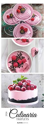 Culinaria - Triplets 2024 - Streifenkalender XXL 25x69 cm - Bildkalender im Hochformat - Küchenkalender - Wandkalender - Wandplaner