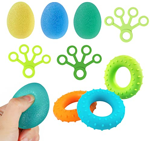 9STK Fingertrainer Klettern Ball Handtraining Handtrainer Set Hand Grip Trainer Strengthener 3 Stärken für Verbessern Gelenkentzündungen Finger Flexibler Fitness Gitarrenfinger Klettern Griffe Workout