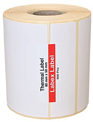 Etichette termiche 80x50 mm su rotolo – Etichette Magazzino Codice a Barre Termica Diretta – 1 rotoli 1000 etichette – Senza nastro – TSC Godex compatibili – Labex Label